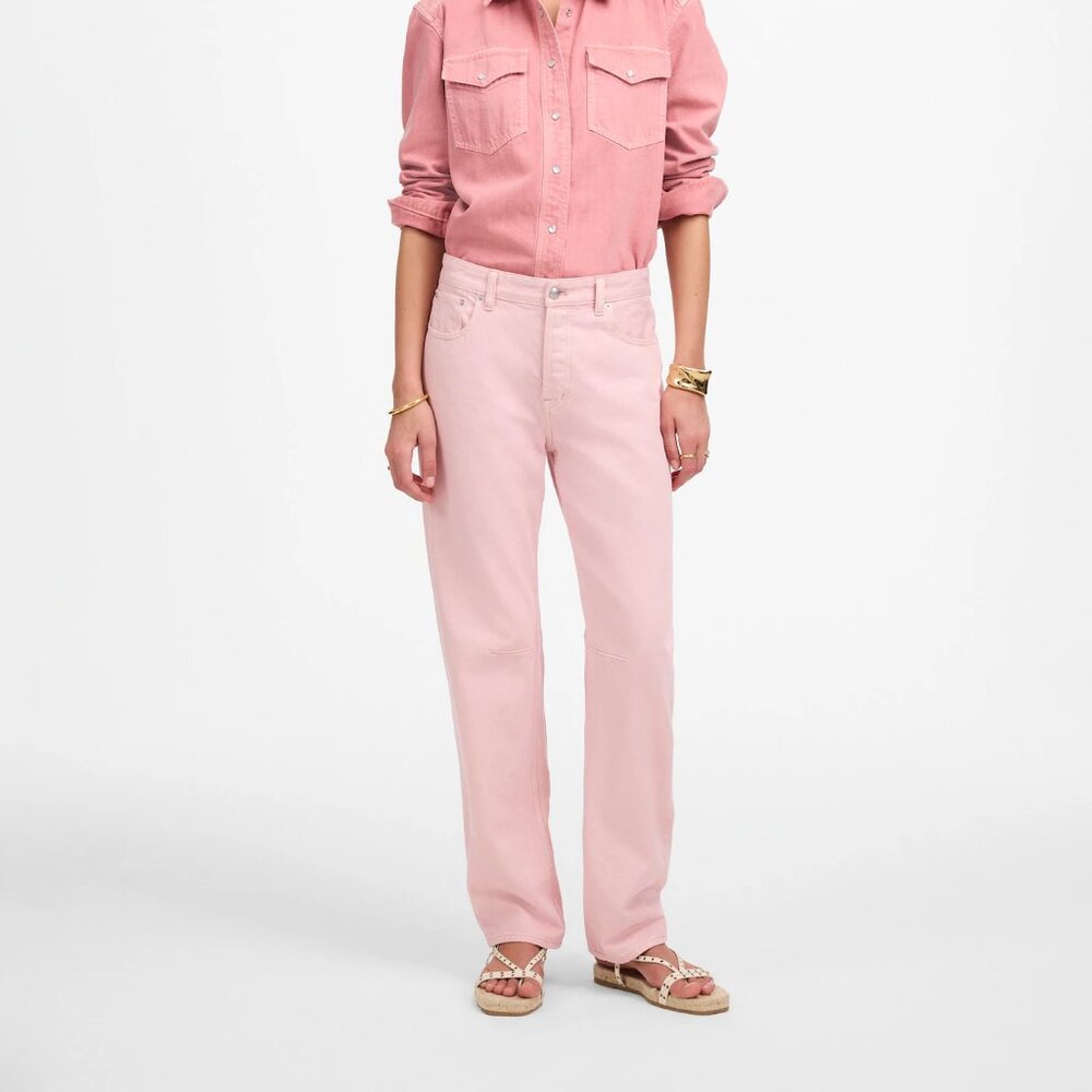 NWT Madewell The Darted Barrel Leg Jean, pink blossom